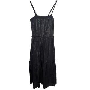 Nation LTD Rainbow Metallic Tiered Black Maxi Dress Women's Size S